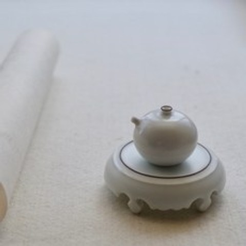 연적 청유 붓묻히는 징더전 도자기 문방 물방울 필법 드로잉용, T04-백유 연적(원형)+받침대(붓묻히는)세트포장
