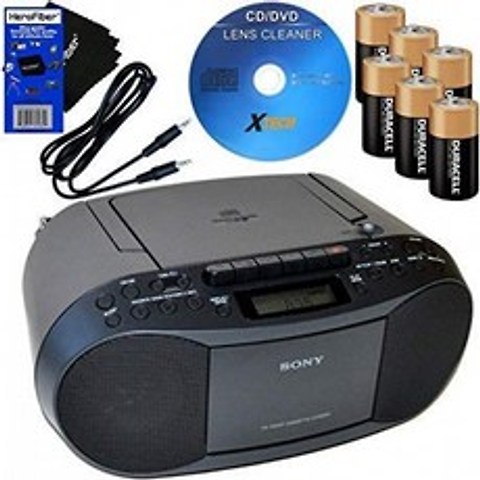 AM/FM 라디오 & 카세트 테이프 플레이어 + 6개의 배터리 + CD 유지 관리 키트 + 스마트폰용 보조 케이블 MP3 플레이어 &a, 단일옵션