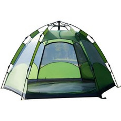 원터치 돔형 텐트 캠핑 육각 대형 5~6인용 +방수플라이, 그린(5~6인)
