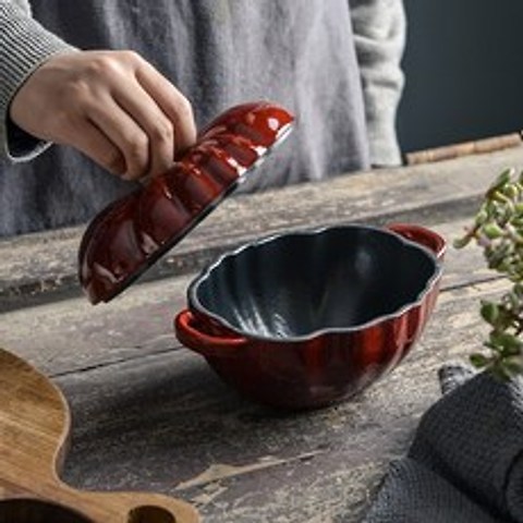 슬로우쿠커 뚝배기 도자기 워머 에나멜 호박 냄비, 16cm 토마토 보완 식품 냄비 (빨간색)