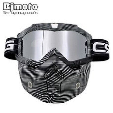 BJMOTO 빈티지 페이스 헬멧 마스크 분리형 모토 크로스 고글 스쿠터 제트 헬멧 고글 마스크 오토바이 안경 썬 스키 스케이트|helmet goggles|motorcycle g, 단일, 1개, Model 10