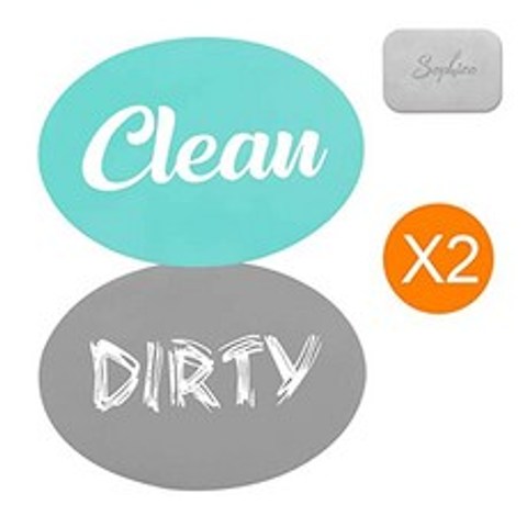 Dishwasher Magnets Clean Dirty Symbols Metal Magnet Plate - Operation in All Dishwasher - (2 PACK), 2 PACK