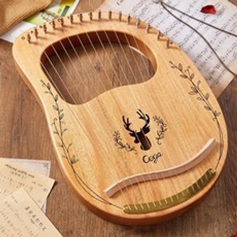 Lai Yaqin Beginner Mini Harp 箜篌 틈새 악기 휴대용 소형 148, 16 문자열 상자 유형 로그