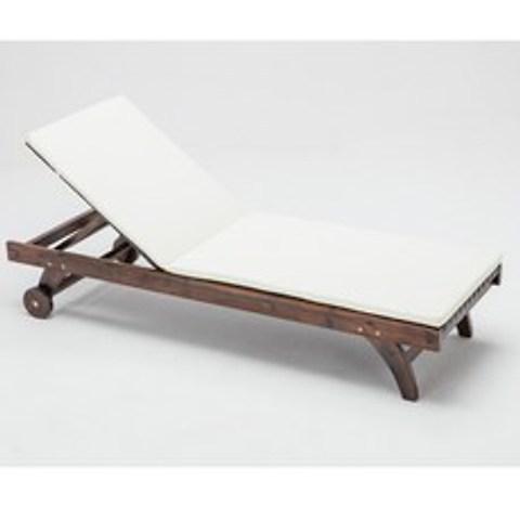 원목 썬베드 대형 테라스 접이식 침대 야외 의자 발받침 펜션 캠핑 비치체어, 화이트쿠션