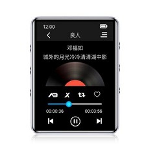 X60 전체 화면 블루투스 5.0MP3 플레이어 MP4 워크맨 터치 스크린 1.8 인치 내장 스피커 라디오 녹음 비디오 재생, 은, 4GB