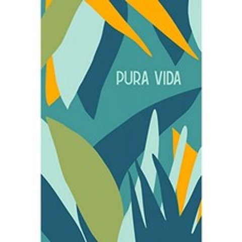 Pura Vida : 파란색과 녹색의 열대 꽃 열대 우림 커버 디자인으로 코스타리카로의 서사시 여행을 계획하, 단일옵션
