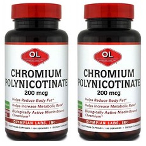 Olympian Labs Chromium Polynicotinate 올림피안랩스 크롬 폴리니코티네이트 200mcg 100베지캡슐 2팩, 1개