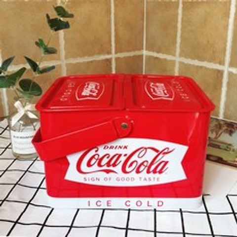 코카콜라 캔 상자 케이스 음료 박스 철 바구니 감성 캠핑 나들이 피크닉