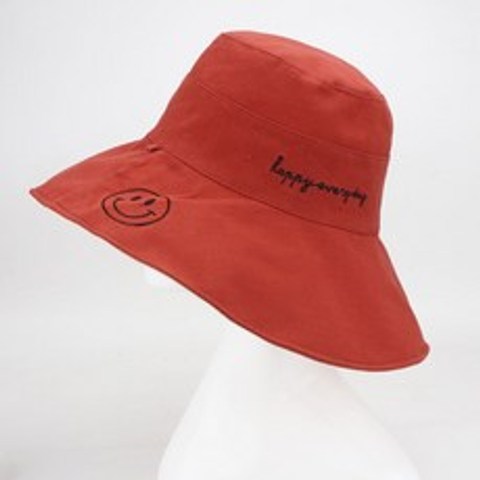 여름 모자 여성 한국어 스타일 패션 수 놓은 양면 어부 모자 여성 모자 접이식 천 모자 태양 모자 분지 모자, 스마일 오렌지 베이지
