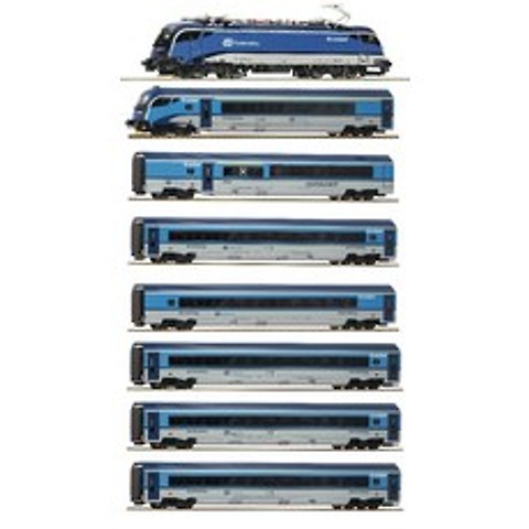 ROCO HO스케일 사운드효과 Rh 1216 기관차 8칸 철도모형, 기관차1 +캐리지7 (실내등)