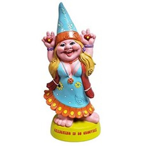 Pacific Giftware Hippie Lady Gnome 원예는 Groovy Garden Gnome 동상 12h입니다., 본상품