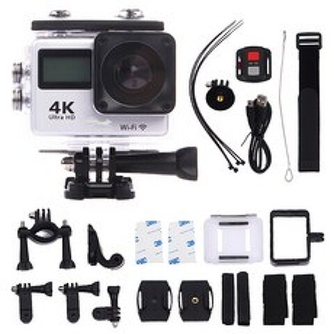 4 k wifi 액션 카메라 16mp 170d 스포츠 dv 1080 p 비디오 카메라 lcd 듀얼 스크린 이동 방수 프로 캠 미니 dvr + 원격 컨트롤러, WHITE