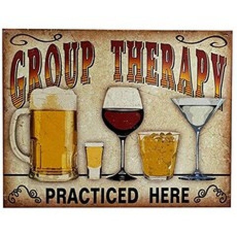 Imprints Plus Bundle Group Therapy Retro Tin Sign Décor - Vintage Inspired Metal Si (Group Therapy)