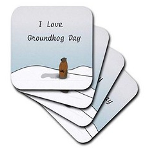 로즈 프린트 of I Love Groundhog Day Cartoon-Soft Coasters Set of 4 (CST_204327_1), 단일옵션