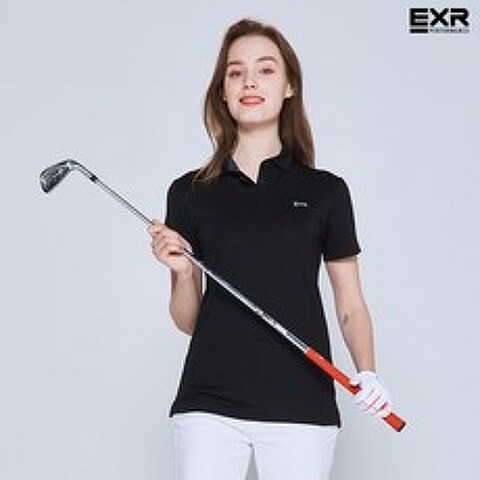 [EXR] 여성 베이직 에디션 카라 티셔츠 블랙