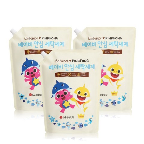 베비언스 핑크퐁 유아세제 리필형, 2200ml, 3개