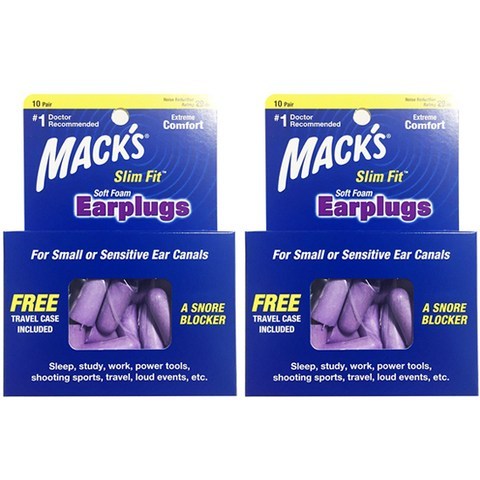 Macks 수면 귀마개 슬림핏 20p + 여행용케이스, 2개입