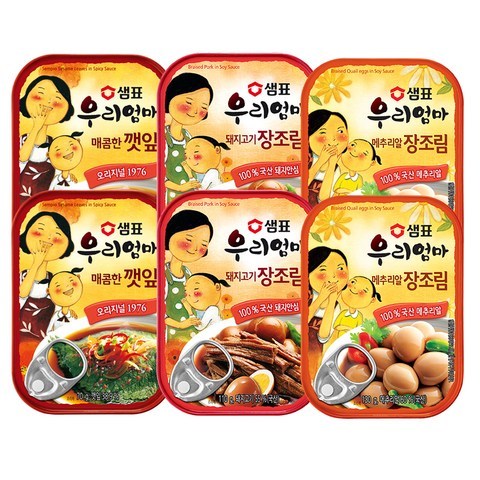 샘표 우리엄마 깻잎매콤한맛 70g x 2p + 메추리알장조림 130g x 2p + 돼지고기장조림 110g x 2p, 1세트