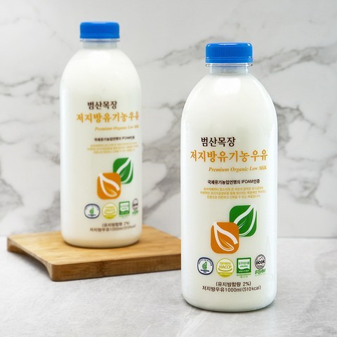 범산목장 저지방 유기가공식품인증 우유, 1000ml, 1개