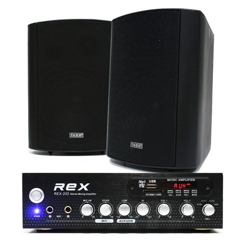 REX 앰프스피커 2채널 세트 블랙, R2H520