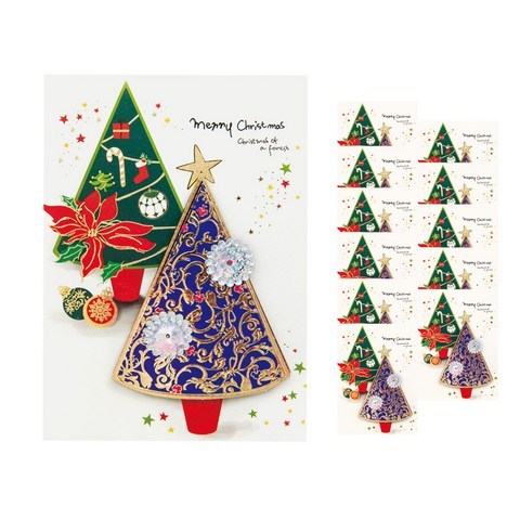 프롬앤투 크리스마스카드 + 봉투 세트 S1027q4, 혼합색상, 12세트