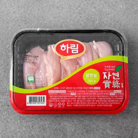 하림 자연실록 무항생제 인증 닭 안심 (냉장), 350g, 1개