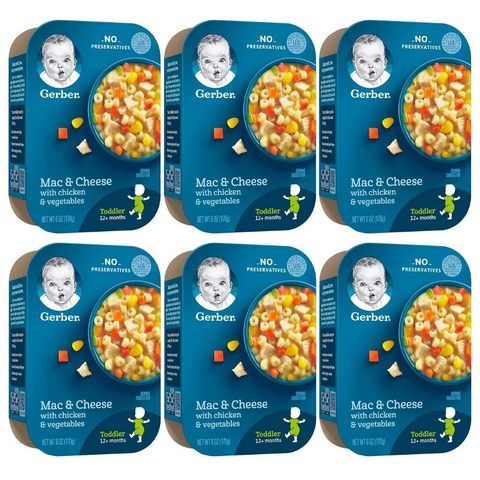 Gerber Mac & Cheese with Chicken Vegetables 거버 맥앤치즈 치킨 야채맛 6oz(170g) 6팩 이유식, 1개, 1