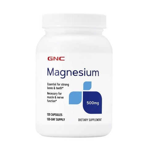 GNC 마그네슘 500mg 글루텐 프리 무설탕 캡슐, 120개입, 1개