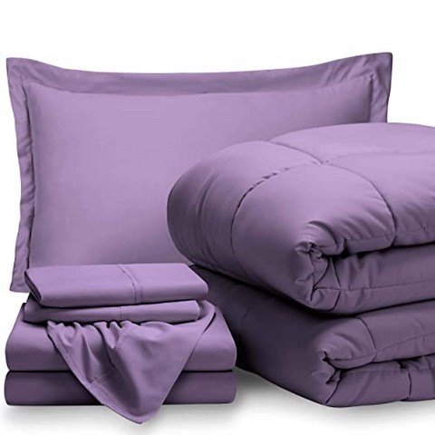 침대 인 - 가방 5 피스 이불 시트 세트 - 트윈 Extra Long-Goose 다운 대안 - 울트라 소프트 1800 프리미 (Twin XL Lavender／Lavender)