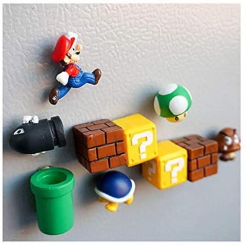 Labeol 10 Piece Super Mario Bros Action Figures 3D Fridge Message Sticker Mini Super Mario Brothe, 멀티 컬러_One Size, 멀티 컬러_One Size, 멀티 컬러