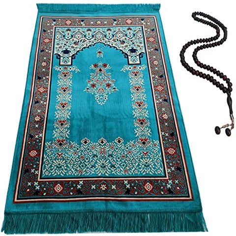 EOM 무슬림기도 카펫 - 이슬람 칠면조기도 카펫 - 위대한 라마단 선물 - 여자 남자 이슬람 카펫 휴대용 이슬람교의기도 카펫 이슬 - E014008H8QWHT57, 기본, 기본