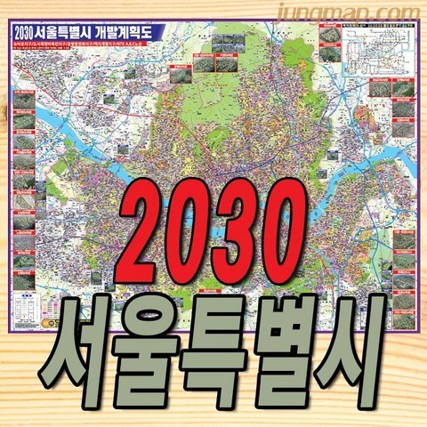 2030년 서울특별시 개발계획도 (소-중-대) 서울개발지도 서울지도, 대형210x150족자형