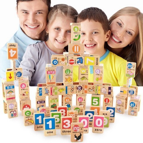 100 개/대 나무 도미노 영어 중국어 병음 도미노 블록 어린이 학습 교육 게임 어린이를위한 장난감|도미노|, 1개, 단일, 단일