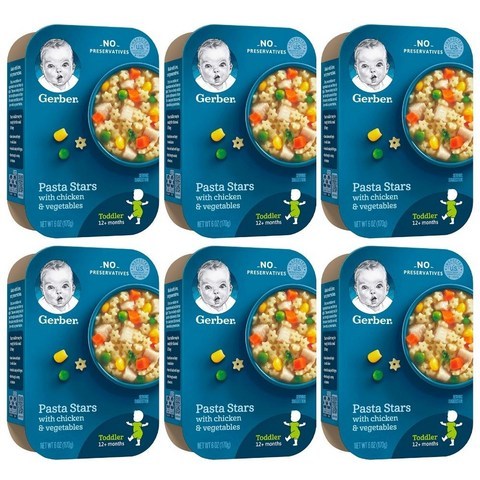 Gerber Pasta Stars with Chicken & Vegetables 거버 스타 치킨 야채맛 파스타 6oz(170g) 6팩 이유식, 1개, 1