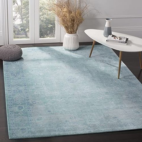 Safavieh Valencia Collection VAL103T Teal and Multi Vintage Distressed Silky (4 x 6 Teal／Multi), 4 x 6, Teal／Multi