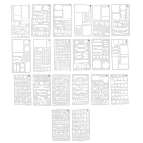ZCD Prettyia 20pcs 저널 플래너 템플릿 스크랩북 일기 카드 용 스텐실, 18x10.5 센치 메터, 하얀, 플라스틱