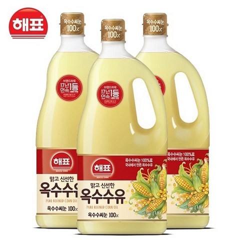 해표 옥수수유, 3개, 1.8L