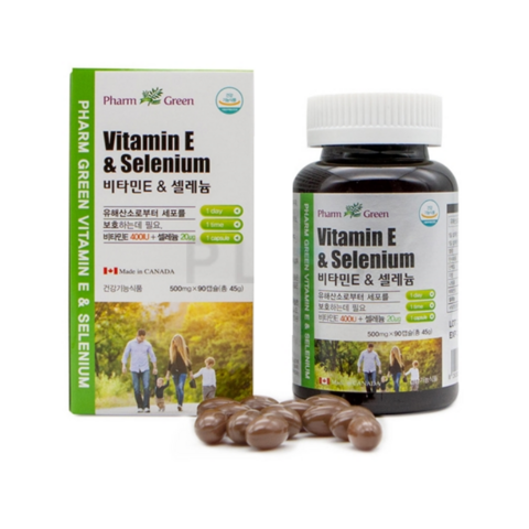 팜그린 비타민E&셀레늄 500mg x 90캡슐(3개월분) 노화방지 항산화, 180캡슐, 1set