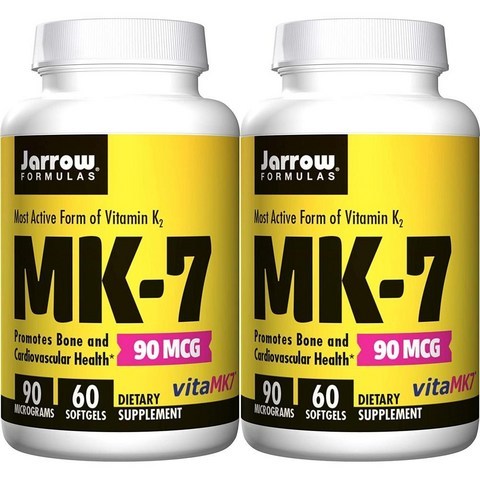 Jarrow Formulas 자우로 비타민 MK7 K2 90mcg 60캡슐 2팩 - Vitamin, 1개, 1