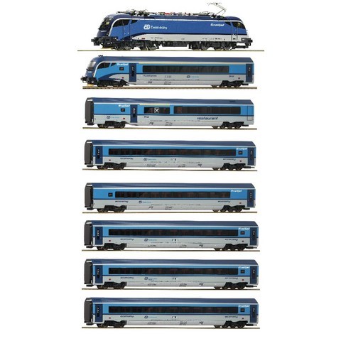 ROCO HO스케일 사운드효과 Rh 1216 기관차 8칸 철도모형, 기관차1 +캐리지7 (실내등)