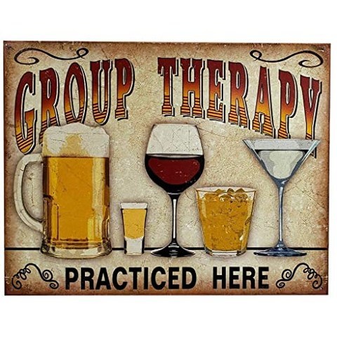 Imprints Plus Bundle Group Therapy Retro Tin Sign Décor - Vintage Inspired Metal Si (Group Therapy)