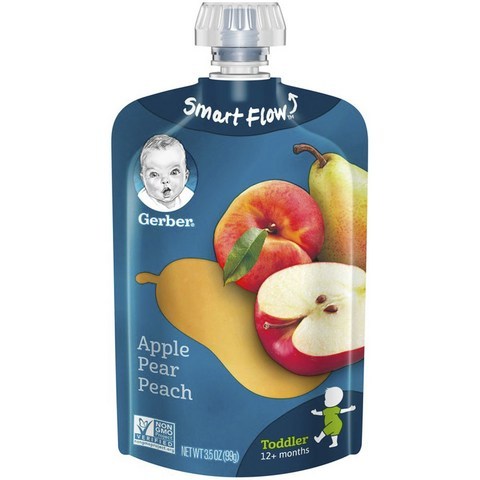 거버 스마트 플로우 어린이스무디 99g, 1개, 사과 + 배 + 복숭아(Apple + Pear + Peach)