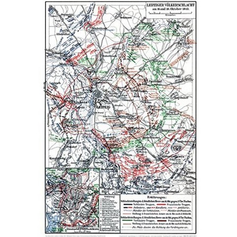 역사지도 : 1813 년 10 월 16 일과 18 일의 라이프 치히 열방 전투 (A2는 A4로 접힘), 단일옵션