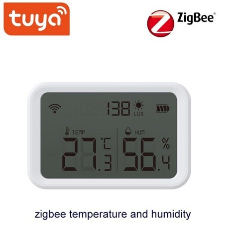 Tuya ZigBee 스마트 홈 온도 및 습도 센서 LED 스크린이있는 광 센서는 Tuya Zigbee 허브 보안과 함께 작동합니다., 배터리없이