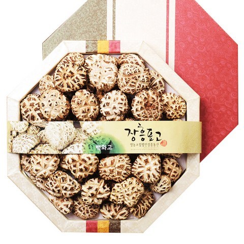 [장흥 동산] 표고버섯 선물세트, 명품 한지채반 백화고 선물세트 350g