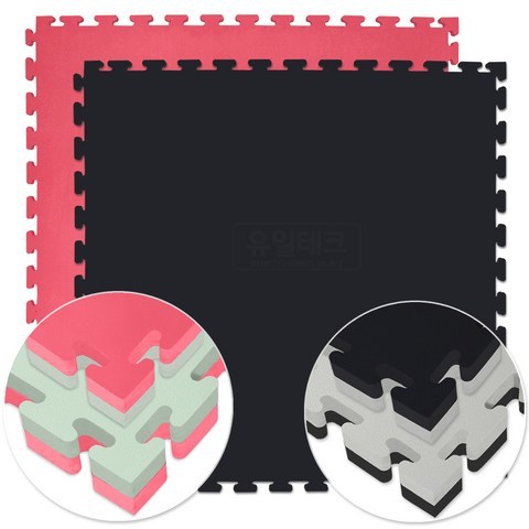 유일테크 40T 유도매트 주짓수매트 퍼즐매트, 검정+회색