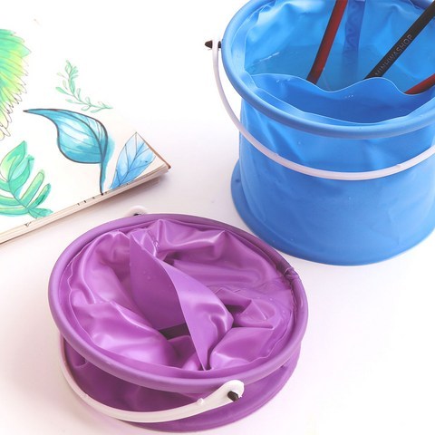 바오바론 접이식 물통 붓통 미술 준비물 물감 휴대 용이 그림 채색 칠 그리기 도구, 색상랜덤