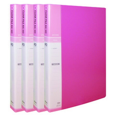 클리어화일 인덱스 A4 40매, 분홍색, 4개