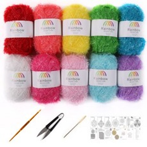 마마니트 레인보우 수세미실 10종 DIY A세트 뜨개실, 화이트, 노랑, 연핑크, 파스텔민트, 피치, 파스텔보라, 진핑크, 코발트블루, 연두, 레드