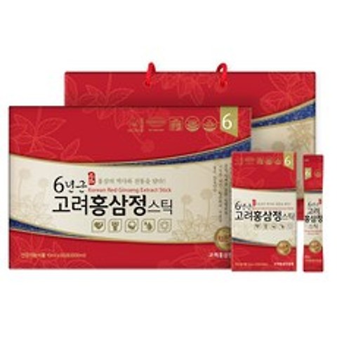 고려홍삼진흥원 6년근 홍삼정 스틱 선물형 + 쇼핑백, 10g, 60개입